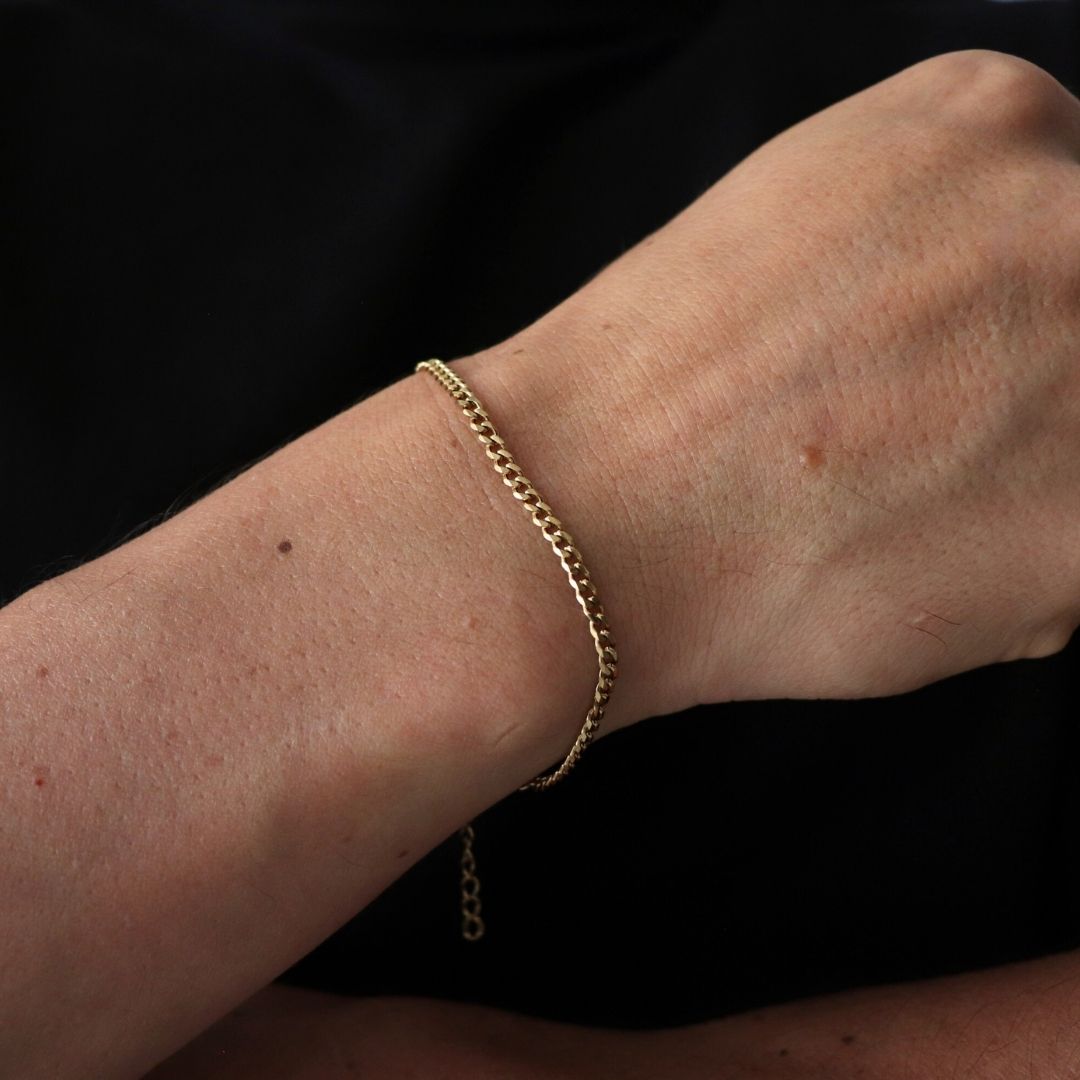 Pulsera Cubana 3 mm – Oro Laminado 18K (17 cm)