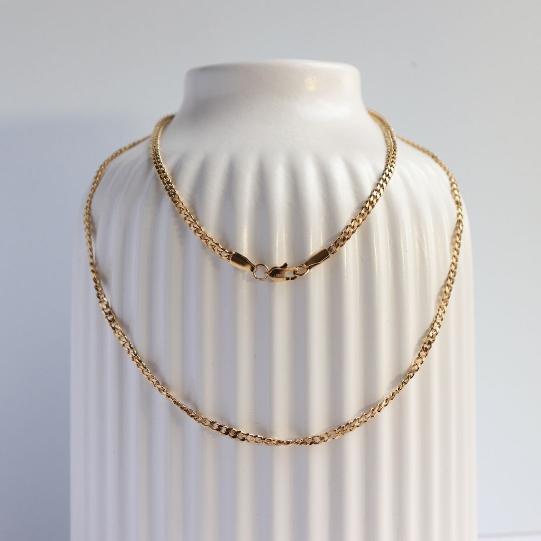 Cadena Cubana 3 mm – Oro Laminado 18K (60 cm)
