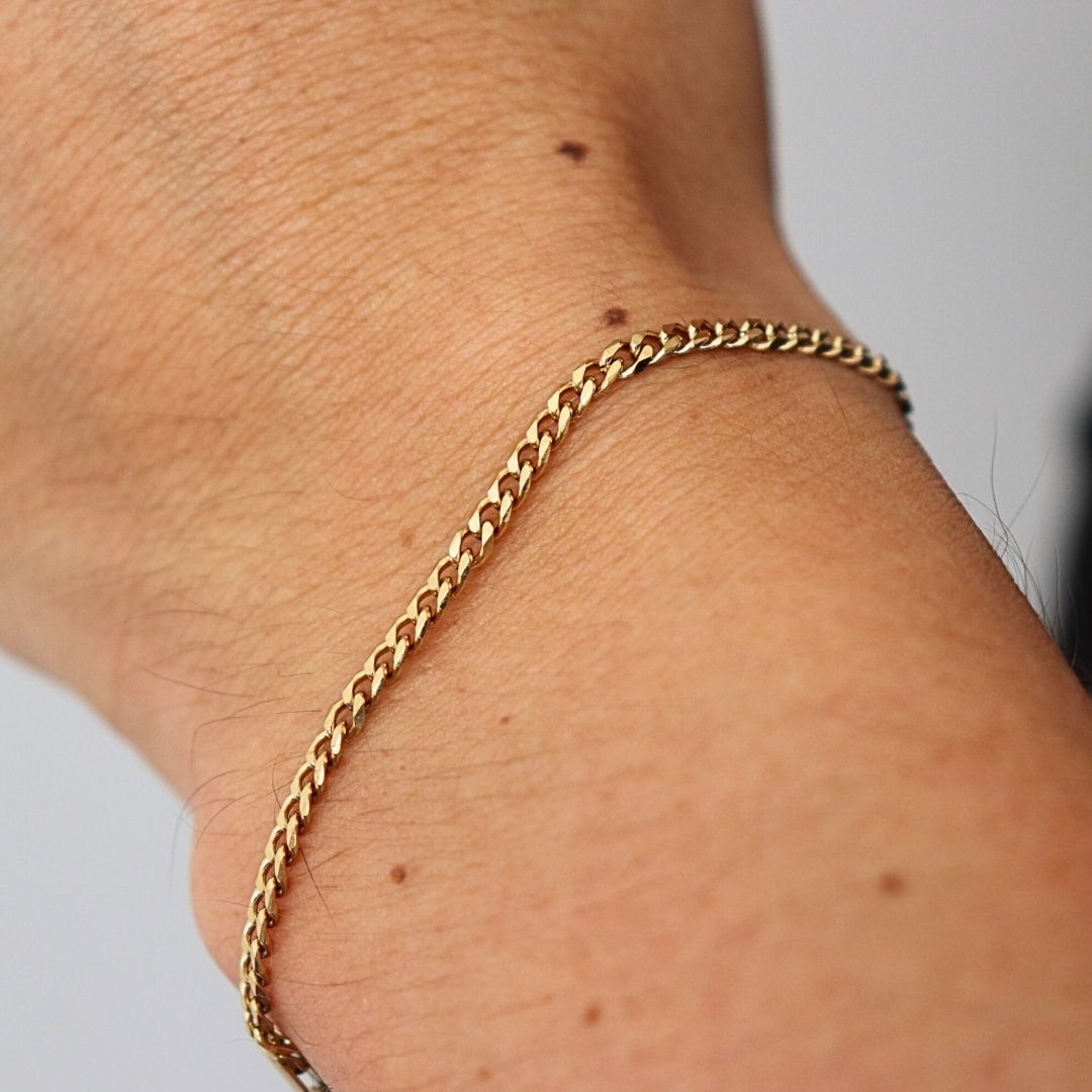 Pulsera Cubana 3 mm – Oro Laminado 18K (17 cm)