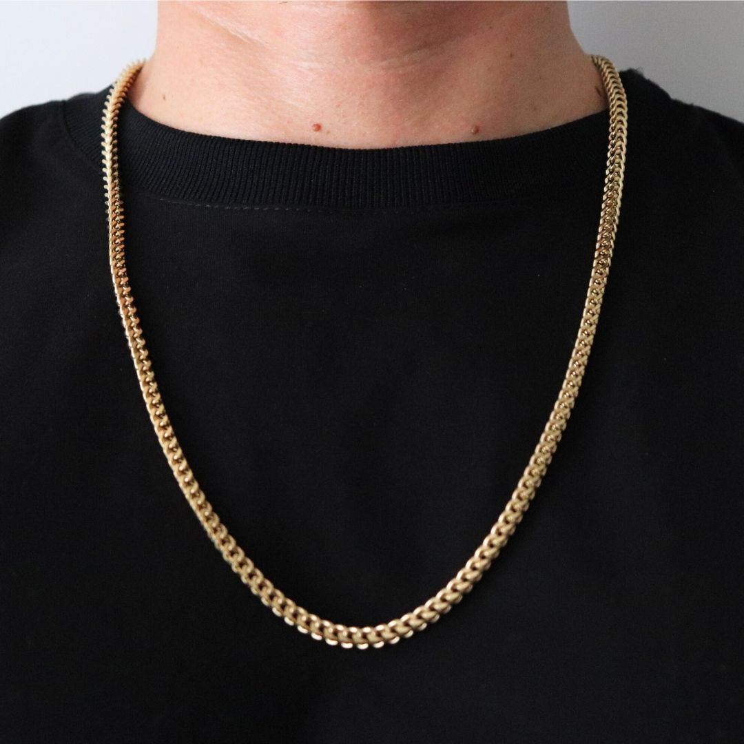 Cadena Franco 4 mm, – Oro Laminado 18K (65 cm)