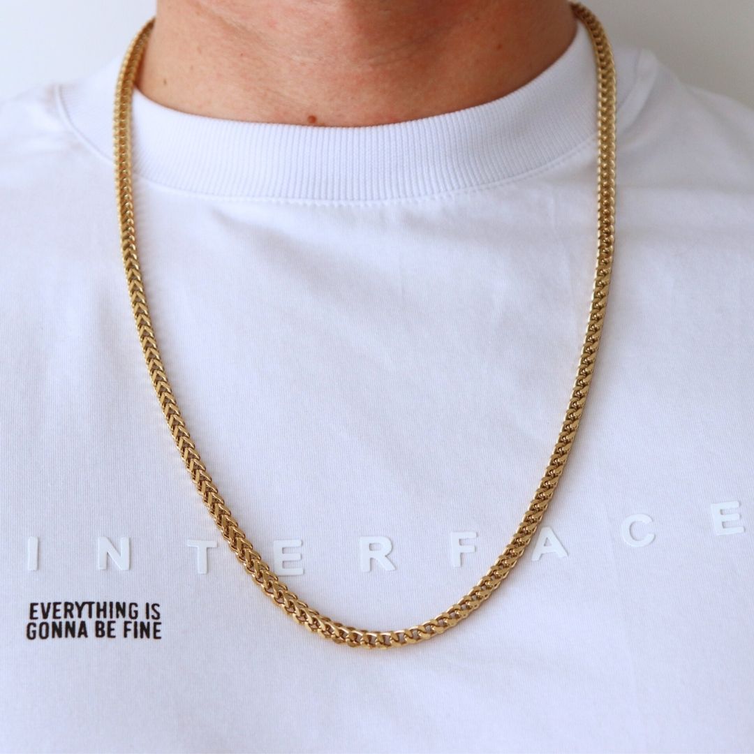 Cadena Franco 4 mm, – Oro Laminado 18K (65 cm)