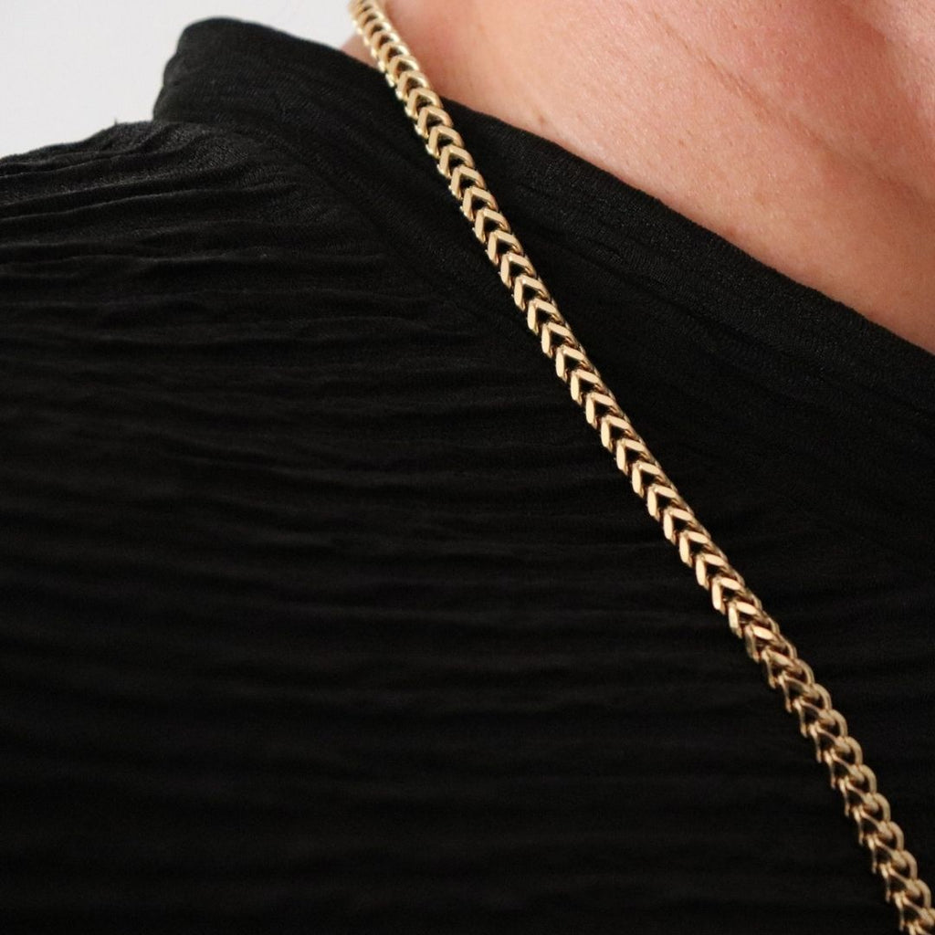 Cadena Franco 4 mm, – Oro Laminado 18K (65 cm)