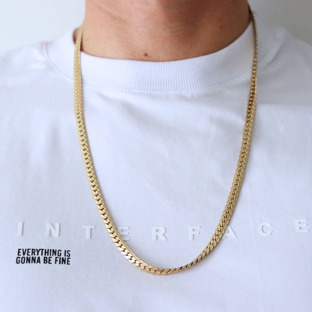 Cadena Grabada 6 mm – Oro Laminado 18K (65 cm)