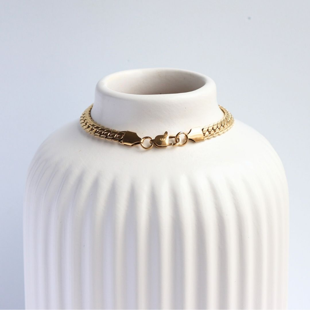 Pulsera Grabada 6 mm – Oro Laminado 18K (20 cm)