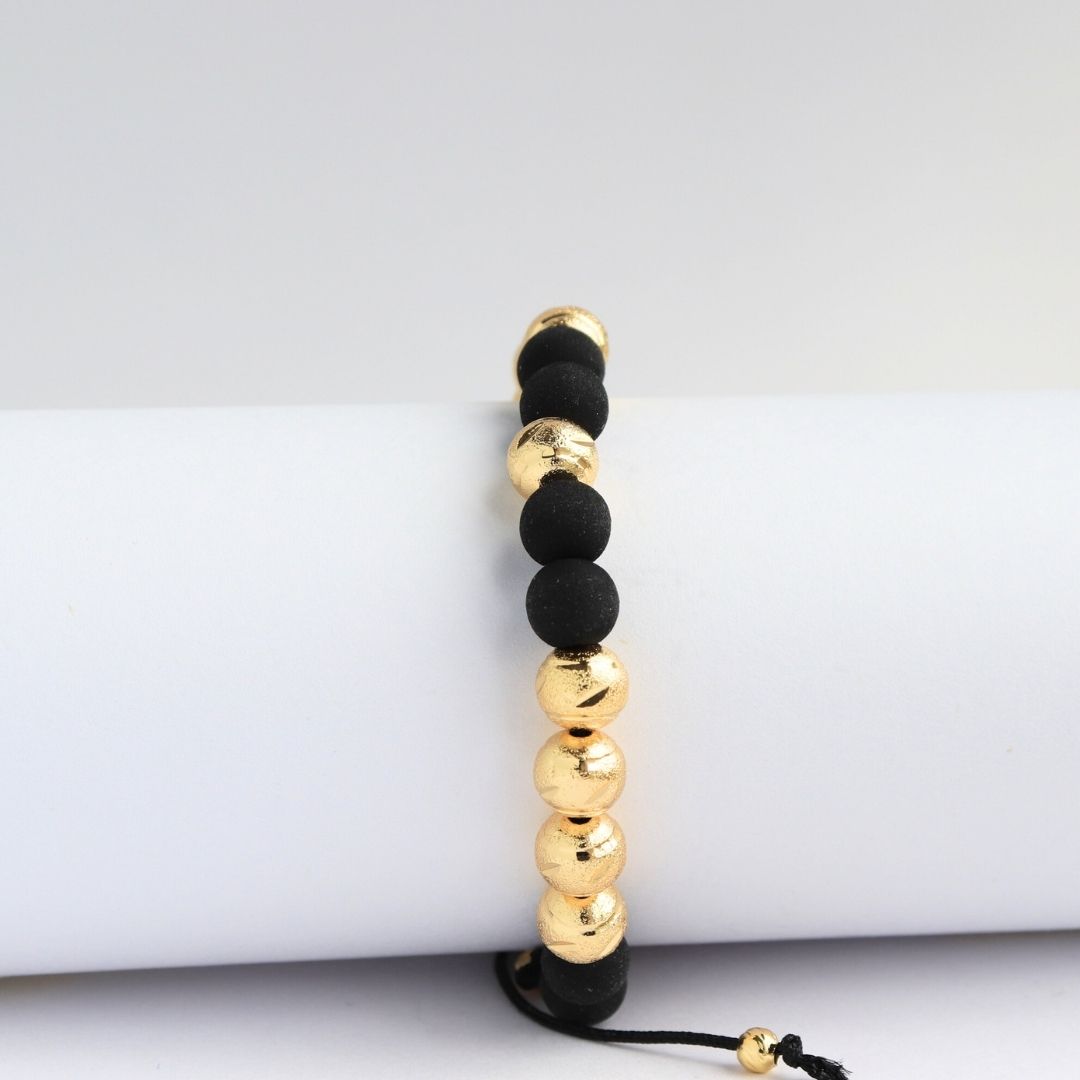 Pulsera Tejida Diamantada 9B – 8 mm, Oro Laminado 18K