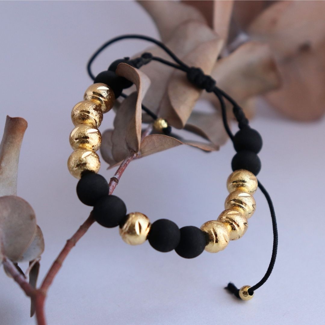 Pulsera Tejida Diamantada 9B – 8 mm, Oro Laminado 18K