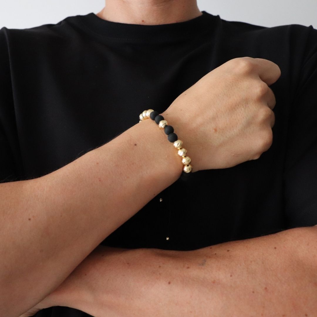 Pulsera Tejida Diamantada 9B – 8 mm, Oro Laminado 18K