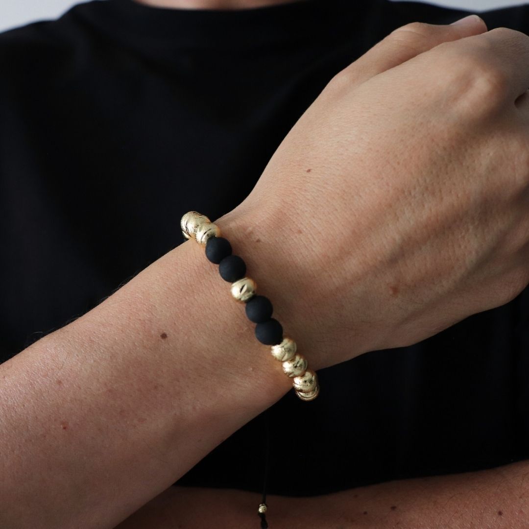 Pulsera Tejida Diamantada 9B – 8 mm, Oro Laminado 18K