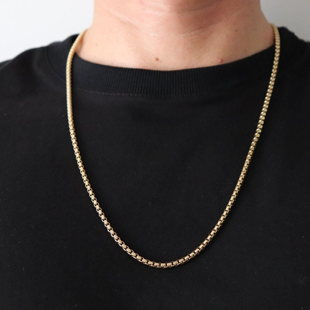 Cadena Veneciana 4 mm – Oro Laminado 18K (65 cm)